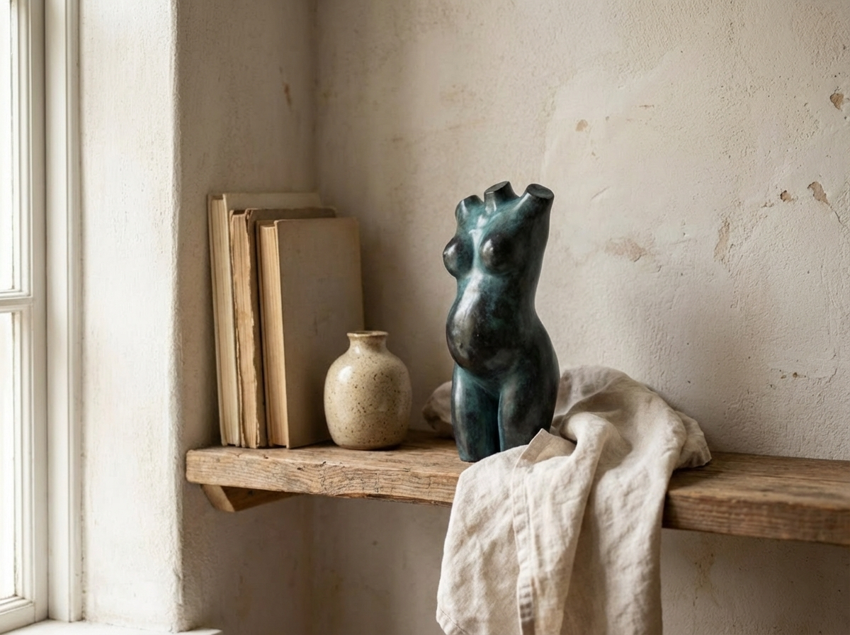 Diep gepatineerd gegoten brons zwangerschapsbeeldje