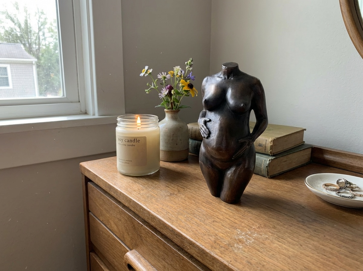 Klassiek brons zwangerschapsbeeldje interieur