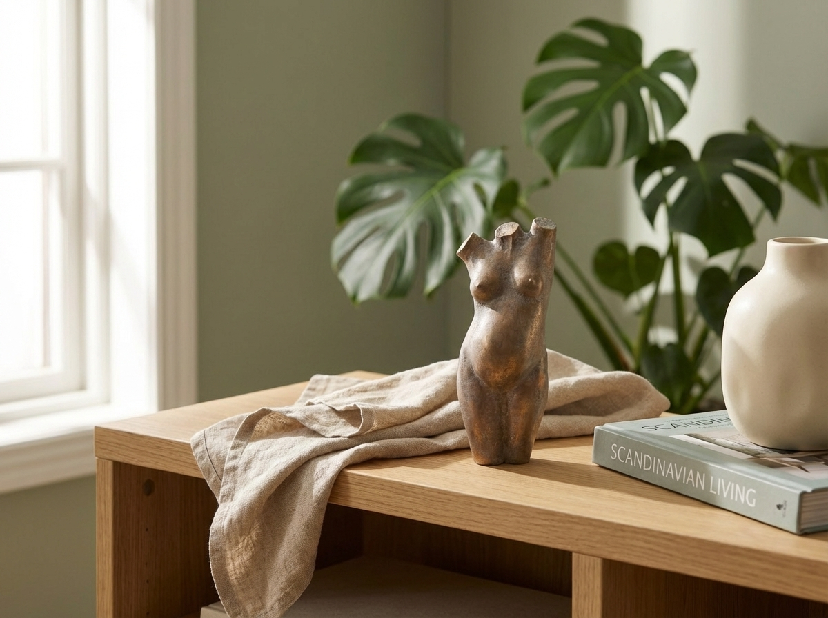 Lichtbrons zwangerschapsbeeldje gegoten brons